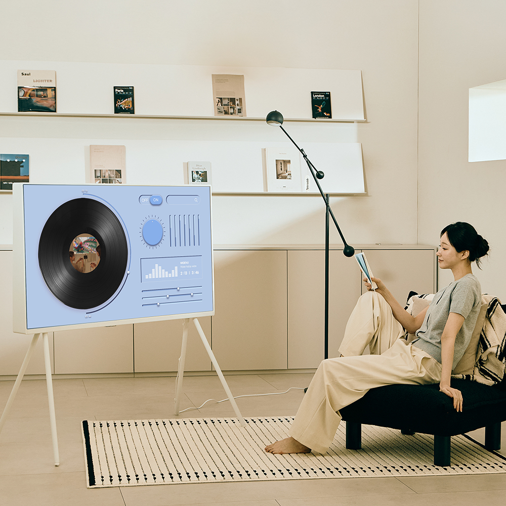 와이드아트뷰 더프리미엄 화이트 이젤스탠드 셋트 QLED 139cm(55인치) 4K UHD 구글 스마트 TV 인테리어 티비 거치대 액자 프레임 - 상세 이미지 5