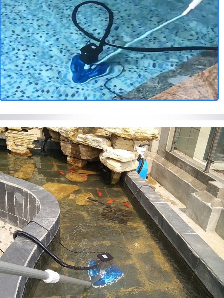 수영장 자동 물놀이 목욕탕 야외 패밀리풀장 대형 접이식 연못 무선 가정용 수중 대형수영장 55W 10미터 와이어 삼각형 디스크 모 - 상세 이미지 4