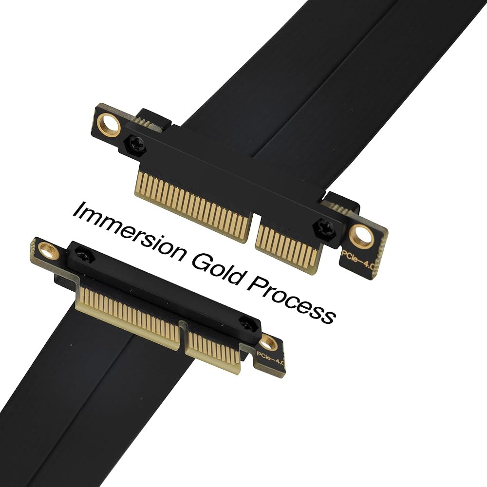 XRIKUI PCIe x4 4.0 라이저 케이블, PCI-Express 4X 남성 대 여성 확장 케이블 PCI-e 익스텐더 어댑터 20CM_듀얼 90도 Dual 90 Degrees - 상세 이미지 3