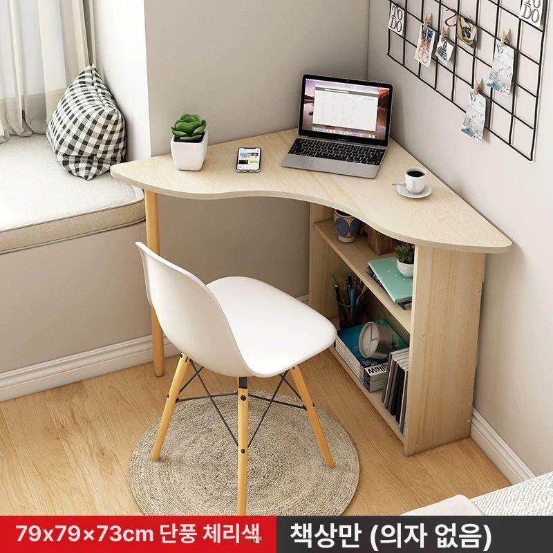 삼각형책상 컴퓨터 오피스 코너 삼각 모서리 틈새 작은 테이블 80cm 핑크 예 - 상세 이미지 4