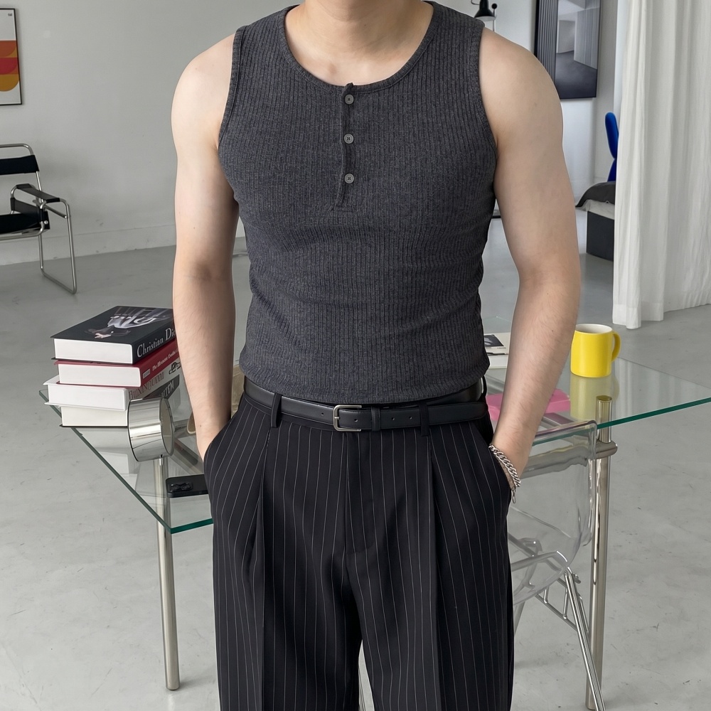 1+1 머슬핏 남자헬스나시 슬림 스판 나시티 이미지 6