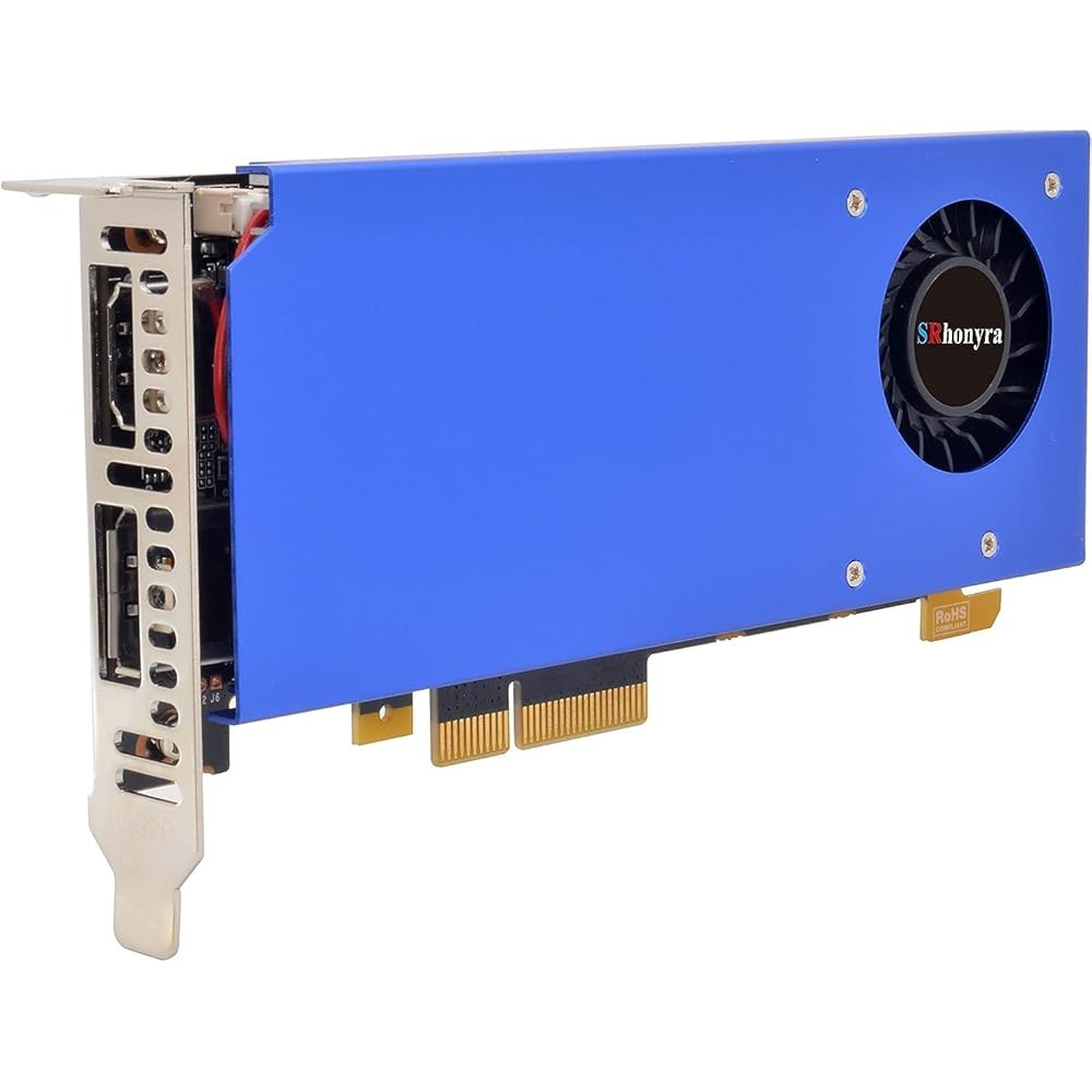 SRhonyra GT 1030 그래픽 카드 2GB 로우 프로파일 GDDR5 64비트 PCI-e 3.0 x4 호환 x8 x16 듀얼 HDMI 디스플레이 2 모니터 비디오 지원 Dir - 상품 이미지