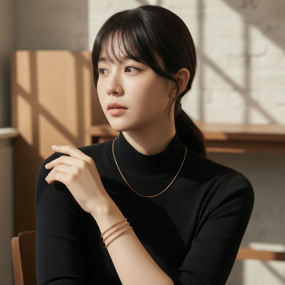 골드 로프 체인 팔찌 레이어드 데일리 여성 팔찌 14K 18K 금 선물 - 상세 이미지 2