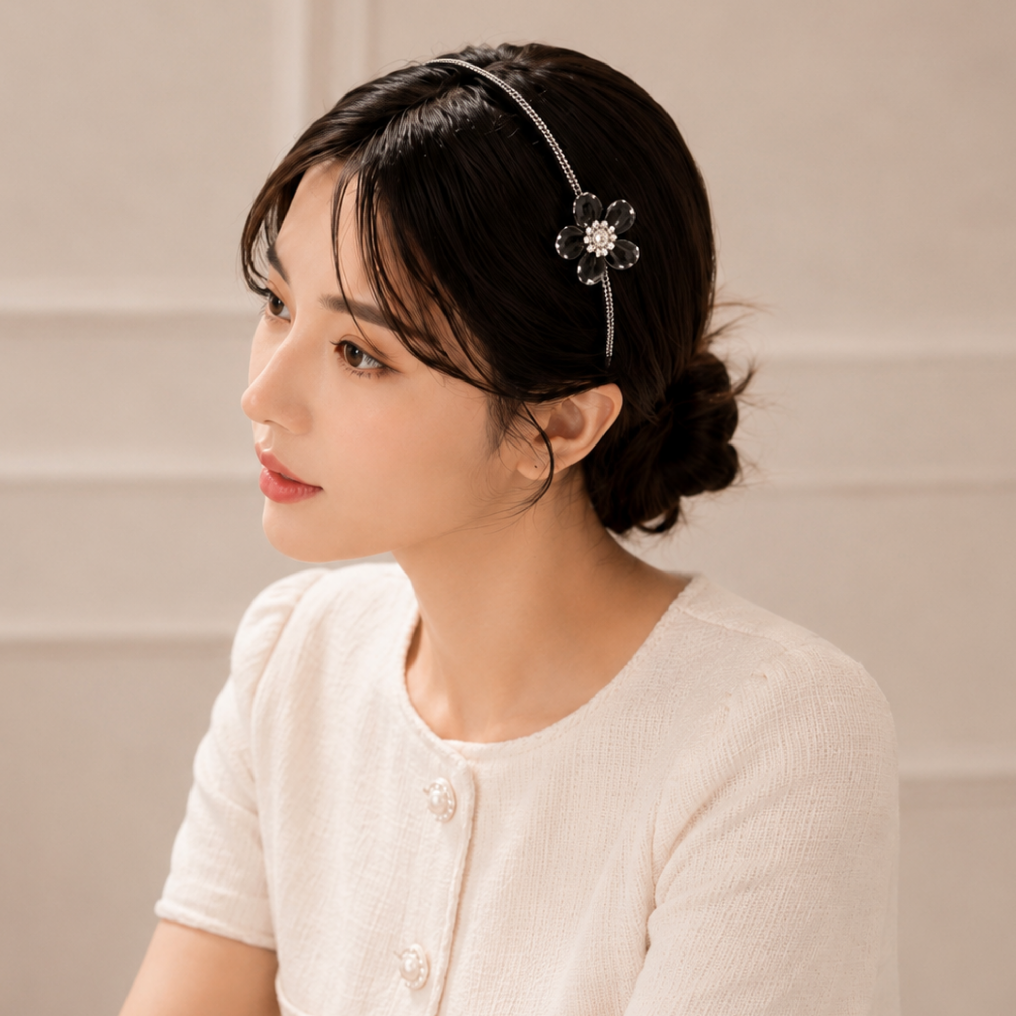 아르케 플라워 헤어밴드 얇은 머리띠 이미지 8