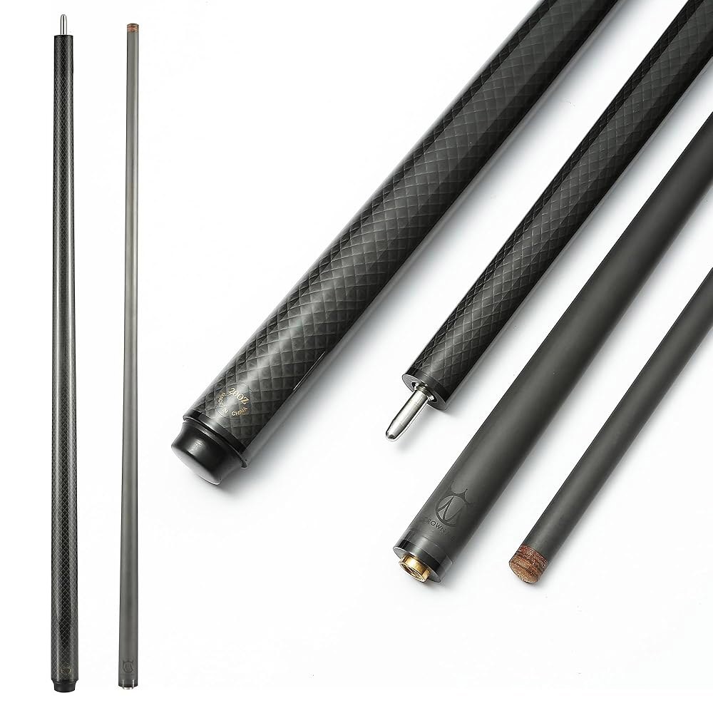 크라운 미 탄소 섬유 풀 큐 스틱 12.8mm 팁 당구 스틱, 58인치 테이블 무게 조절 가능한 디자인 -18OZ, 18.4OZ, 19OZ, 20OZ - 상품 이미지