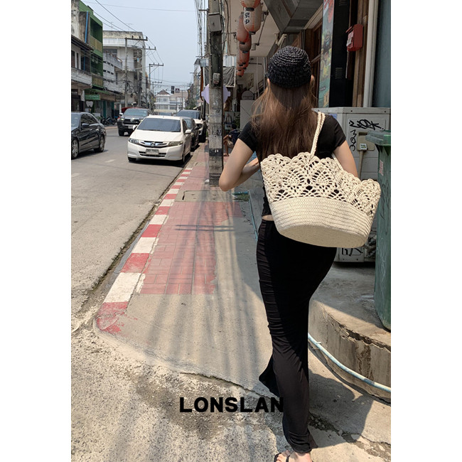 Lonslan 론슬란 네트백 손뜨개가방 라피아백 라탄 여름가방 여성 숄더백 - 상세 이미지 4