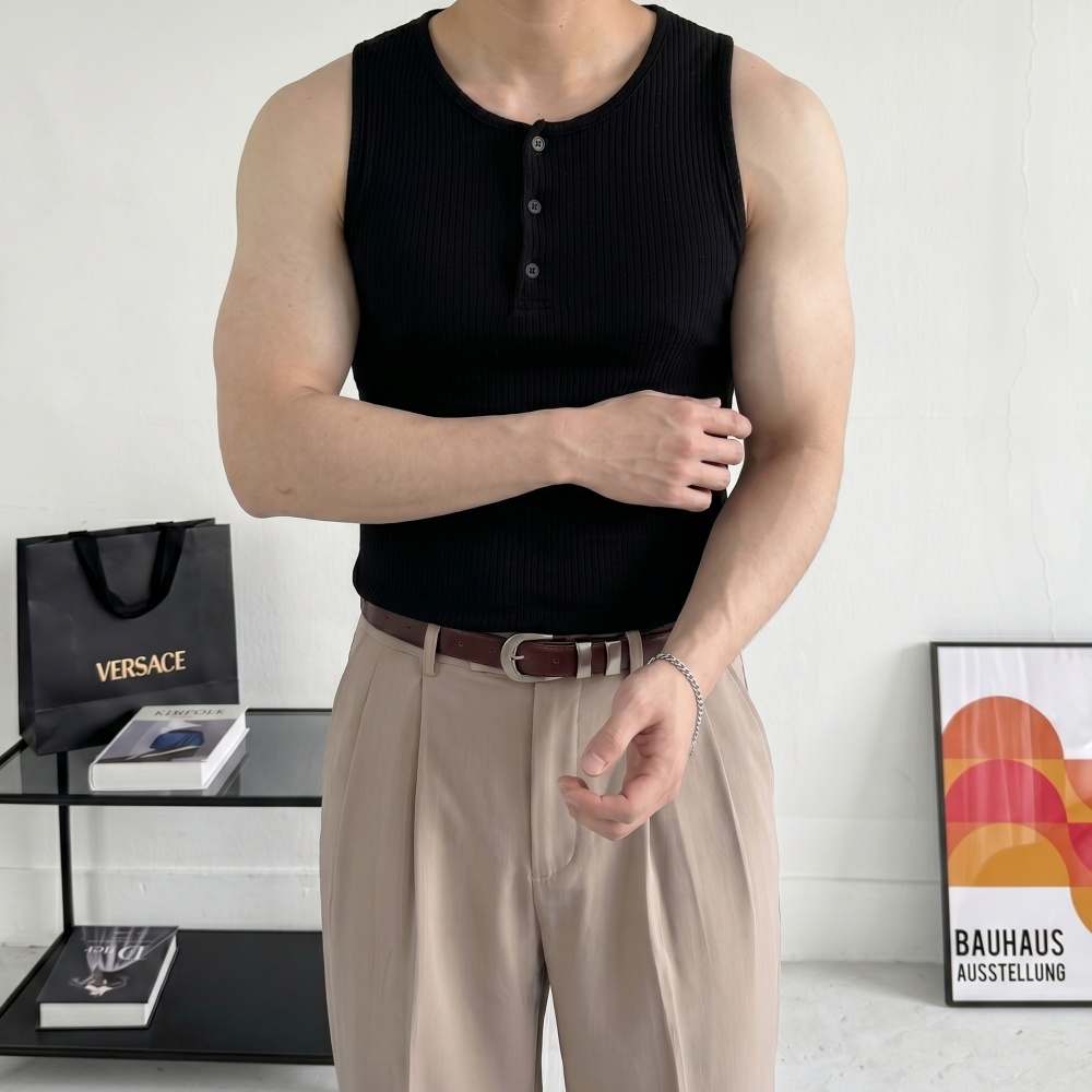 1+1 머슬핏 남자헬스나시 슬림 스판 나시티 이미지 7