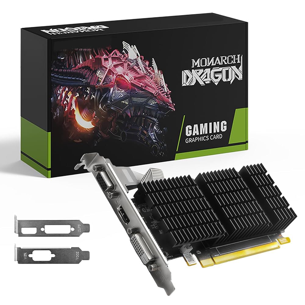MOUGOOL AMD Radeon R5 230 로우 프로파일 그래픽 카드, 2GB DDR3 64비트, VGA / DVI HDMI 1.3A, Windows 10 8.1 7 PC용 - 상품 이미지