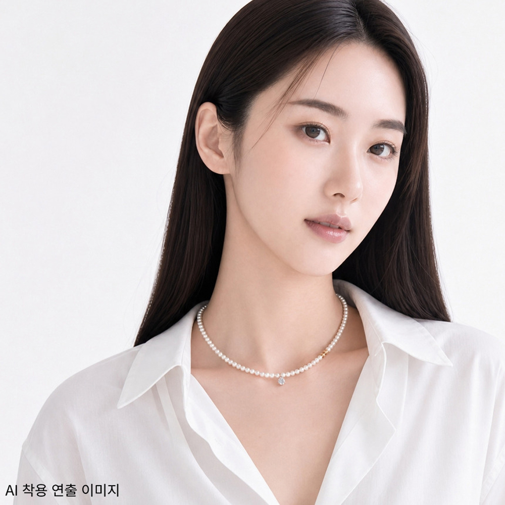 14k 4mm 컷팅볼 큐빅 진주 비드 목걸이 OPPN0156 이미지 7