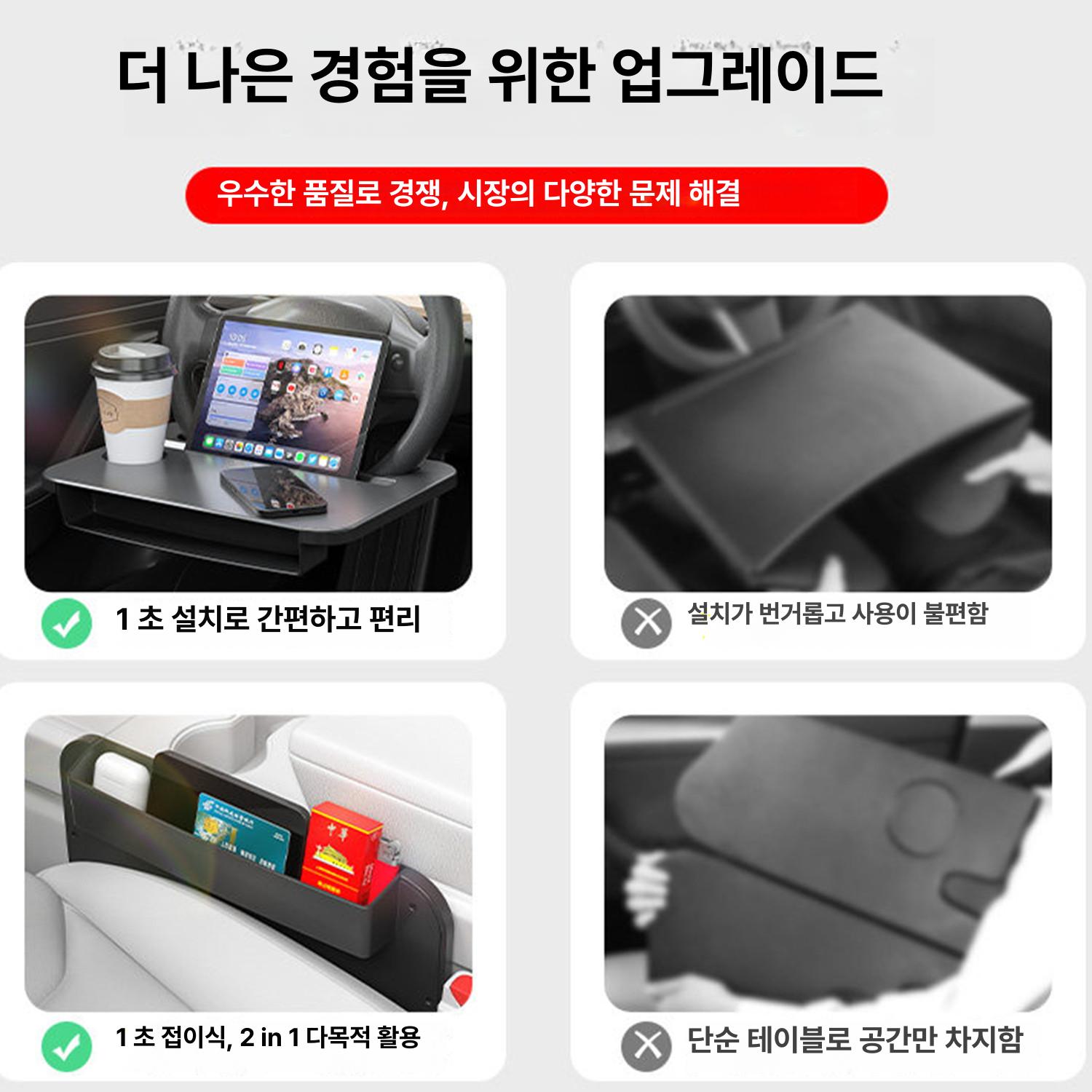 테슬라 모델3 Y YL 차량용 노트북 테이블 거치대 접이식 식탁 트레이 수납 홀더 기능성 스티어링 휠 트레이 [ 슬롯 박스 1 - 상세 이미지 2