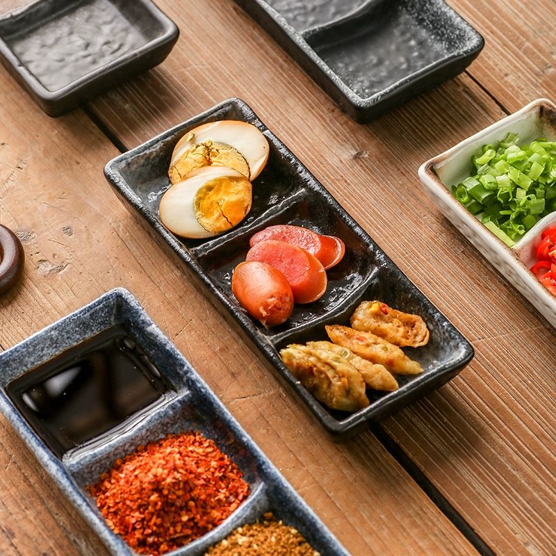 도자기 3구 식당 단무지 깍두기 그릇 김치 밑반찬 찬기 소스 접시 3칸 셰이드스노우 - 상세 이미지 3