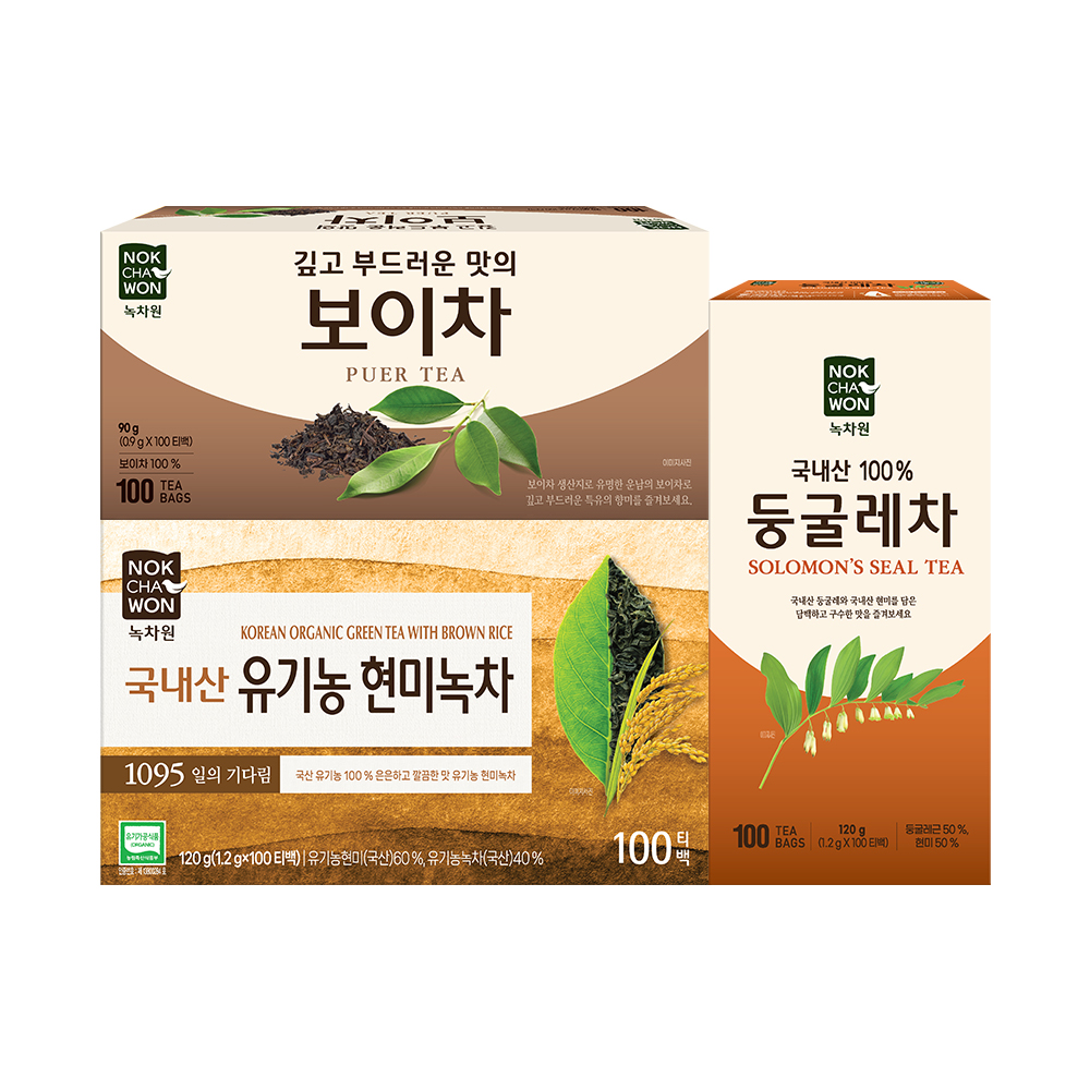 녹차원 사무실 300티백 (보이차+유기농현미녹차+둥굴레차) - 상품 이미지
