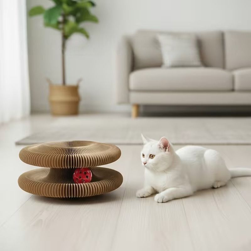 고양이 아코디언 스크래쳐 매직볼 고양이 장난감 원형 스크레쳐 스크래처 스크레처 분리불안 스트레스해소 이미지 6