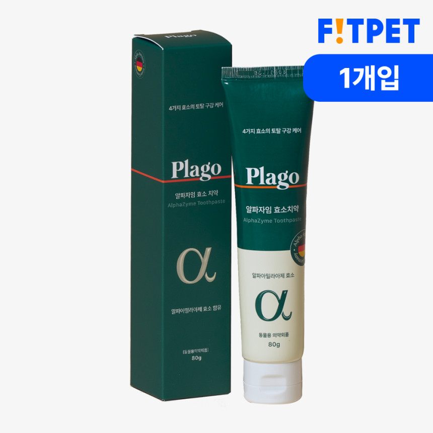 플라고 알파자임 강아지 고양이 효소 치약 닭고기맛 입냄새 치석 제거 80g, 1개