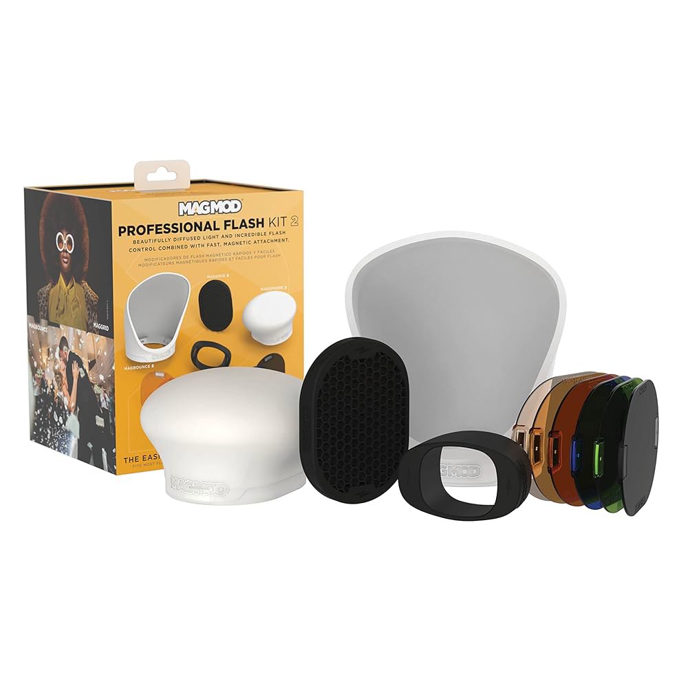 MagMod 프로페셔널 플래시 키트 2, 사진 조명 디퓨저 세트, 마그네틱 라이트 부착물, 경량 수정자, 우수한 제어 - 상품 이미지