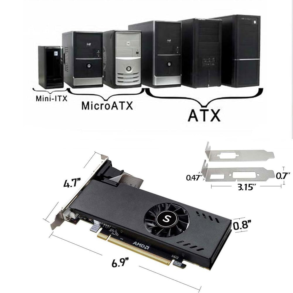 SAPLOS Radeon RX 550 로우 프로파일 그래픽 카드, 4GB GDDR5 128비트, HDMI VGA DVI-D, PC 게임용 비디오 컴퓨터 GPU, 데스크톱 SFF - 상세 이미지 3