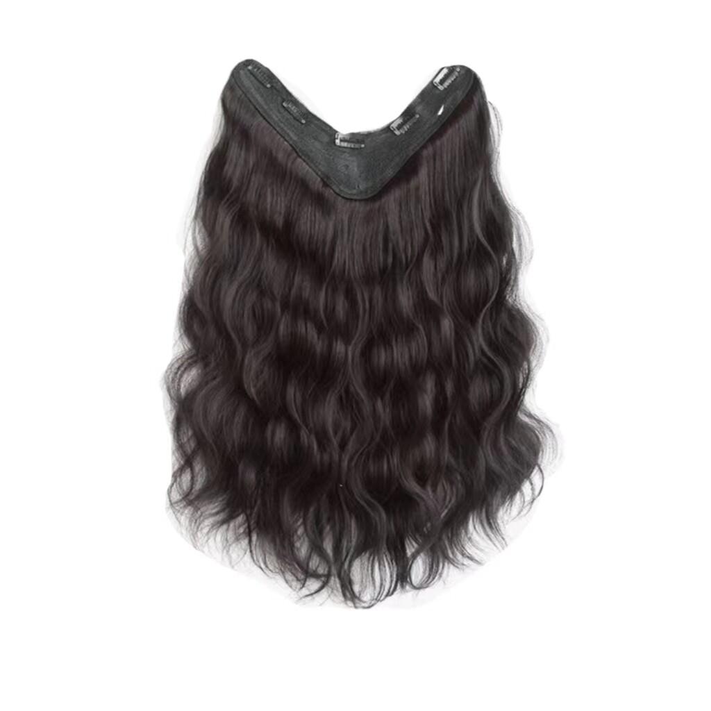 롱 히피펌가발 곱슬 여성용 스타일 긴 물결 웨이브 내추럴블랙 40cm - 상세 이미지 5