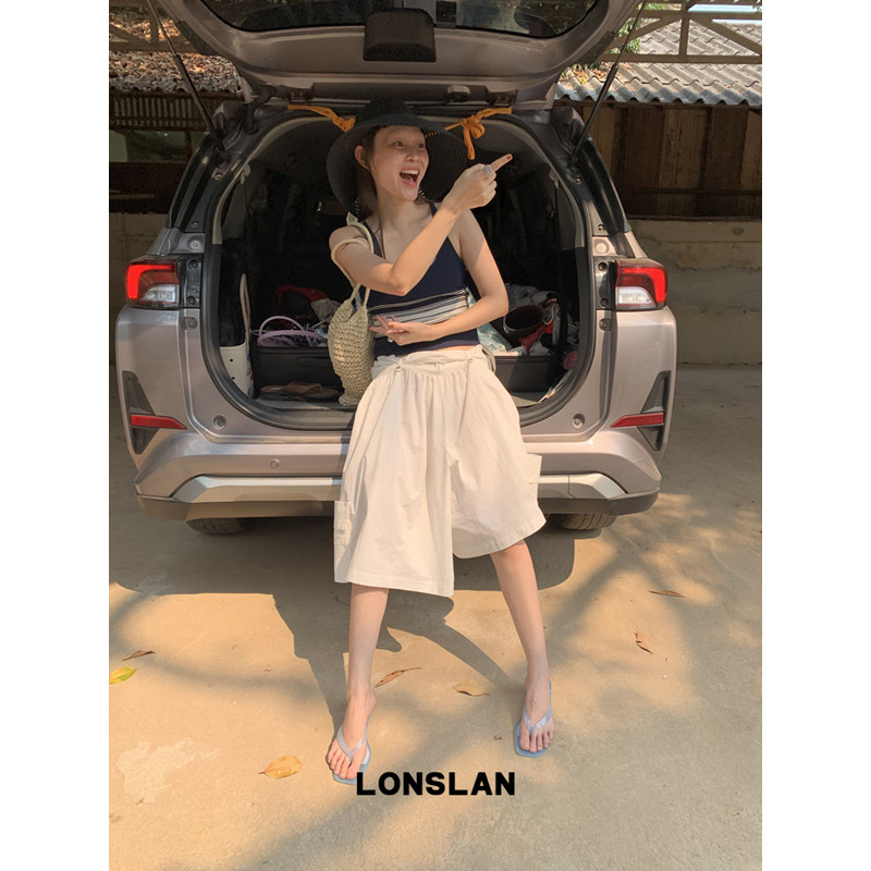 LONSLAN 론슬란 치마바지 카프리팬츠 버뮤다 와이드팬츠 여성 여름바지 - 상세 이미지 5