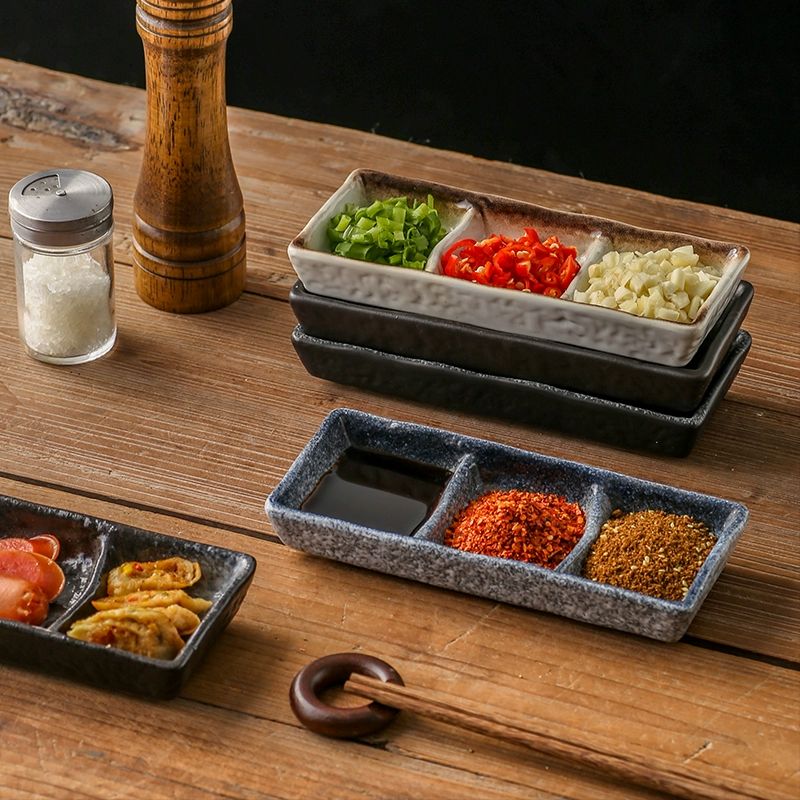 도자기 3구 식당 단무지 깍두기 그릇 김치 밑반찬 찬기 소스 접시 3칸 셰이드스노우 - 상세 이미지 2