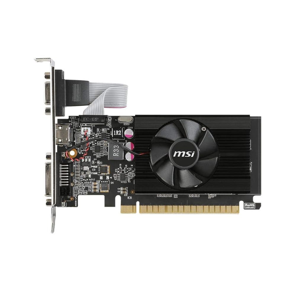 MSI 게이밍 지포스 GT 710, 블랙, 2GB GDRR3 64비트 HDCP 지원 DirectX 12 OpenGL 4.5 싱글 팬 로우 프로파일, NVIDIA, HDMI / VG - 상세 이미지 2