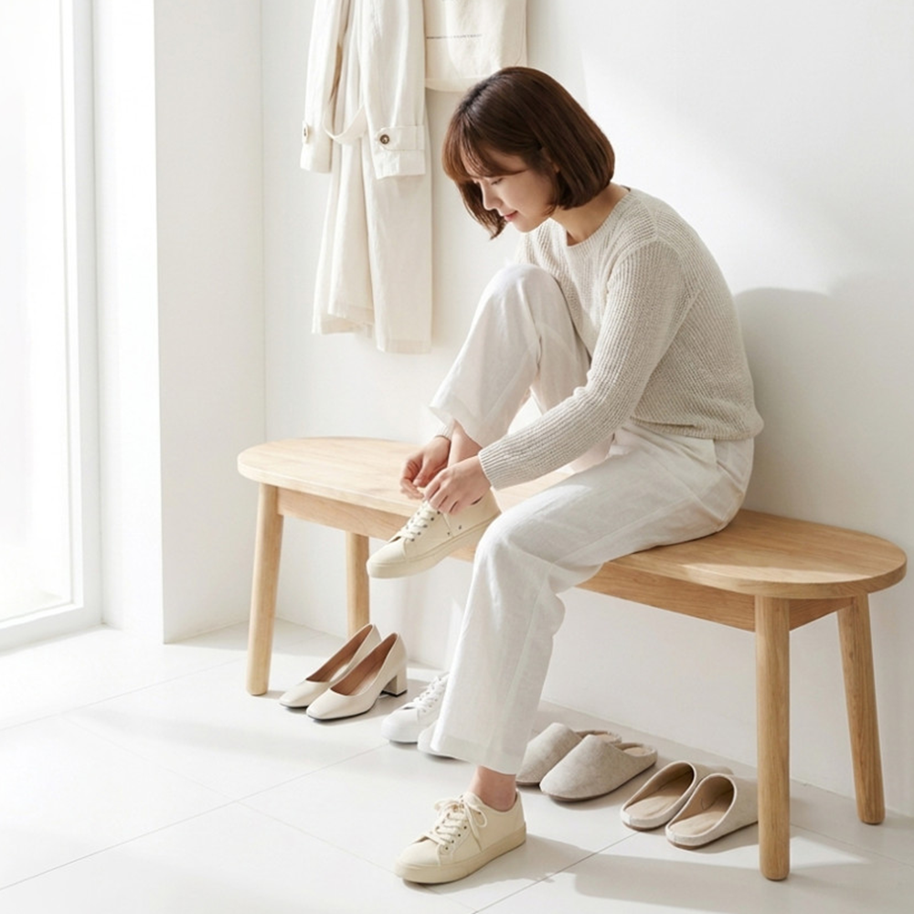 라노스 식탁의자 벤치 원목 가죽 편한 장의자 인테리어 벨로 1100mm - 상세 이미지 5