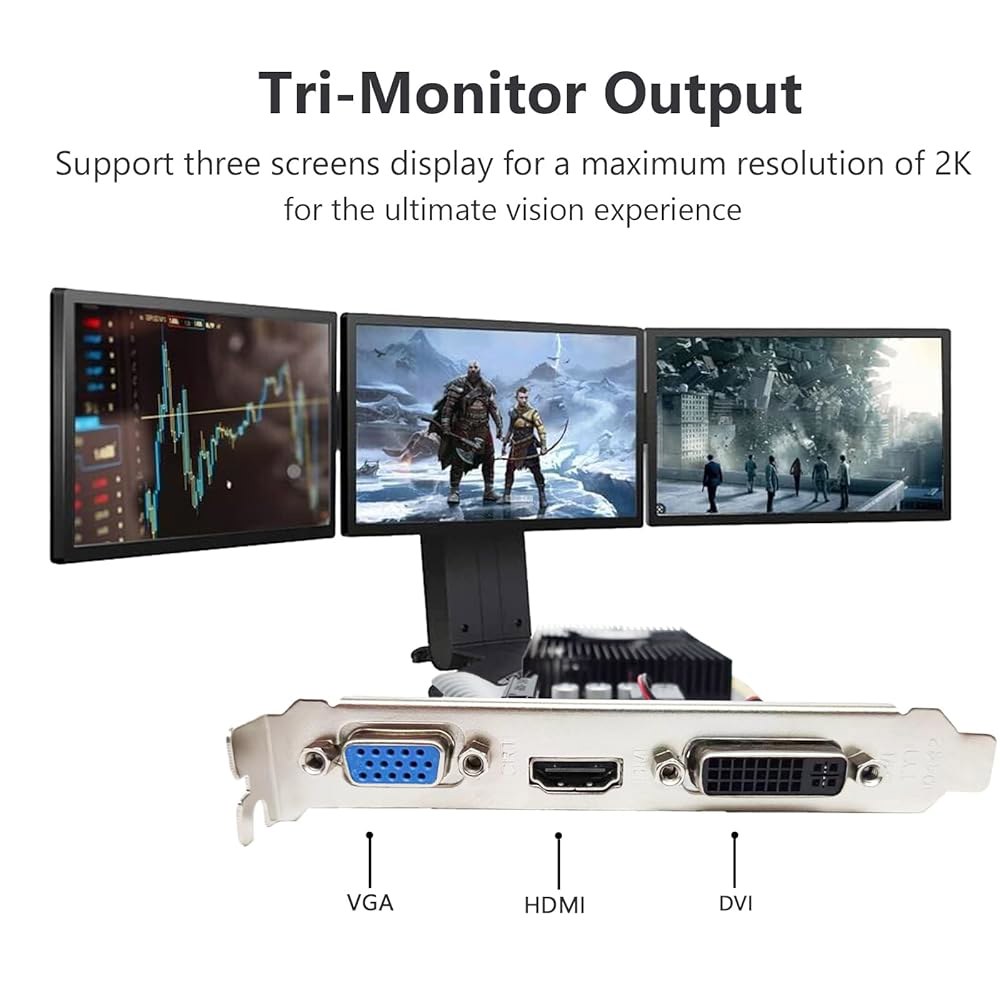 Glorto GeForce GT 730 4G GDDR5 로우 프로파일 그래픽 카드, PCI Express 2.0 x 8, HDMI / DVI VGA, PC, SFF 및 HTPC용 - 상세 이미지 3