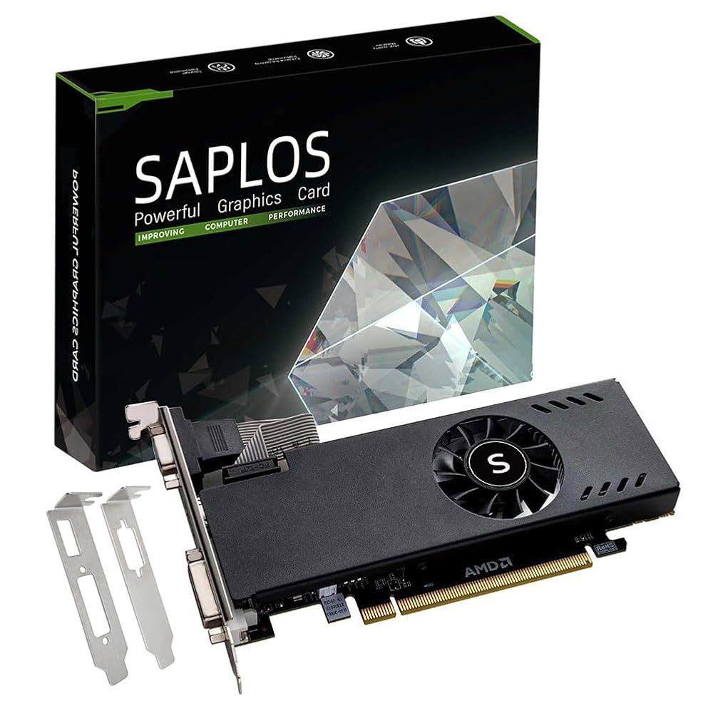 SAPLOS Radeon RX 550 로우 프로파일 그래픽 카드, 4GB GDDR5 128비트, HDMI VGA DVI-D, PC 게임용 비디오 컴퓨터 GPU, 데스크톱 SFF - 상품 이미지