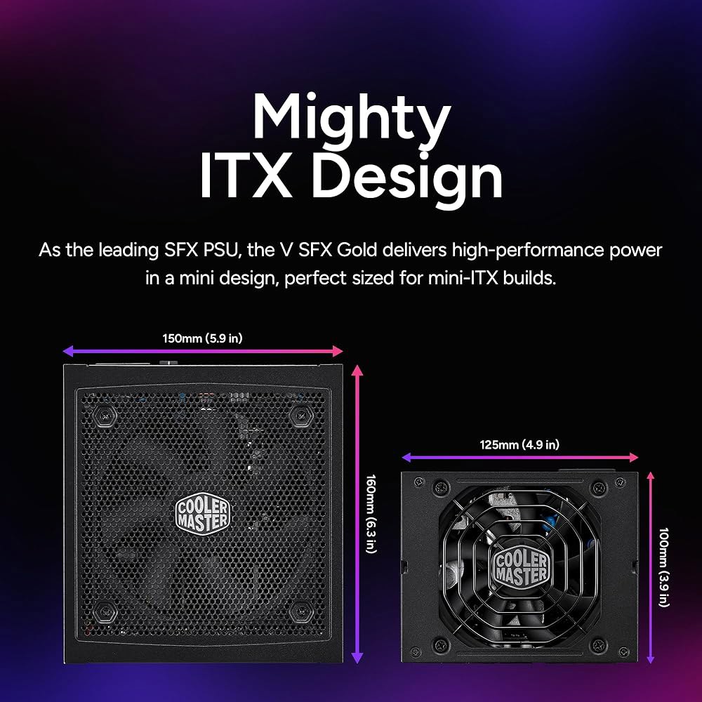 쿨러 마스터 V850 SFX 골드 850W 소형 폼 팩터 PSU ITX SFF 전원 공급, 완전 모듈식, 80 플러스 및 사이베네틱스 인증, ATX 3.1, PCIe 5.1 준비 - 상세 이미지 3