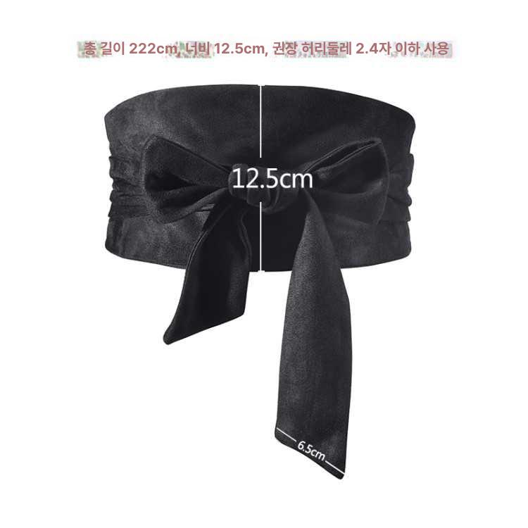 여성 고급 원피스 허리 포인트 와이드 리본 블랙 - 상세 이미지 5