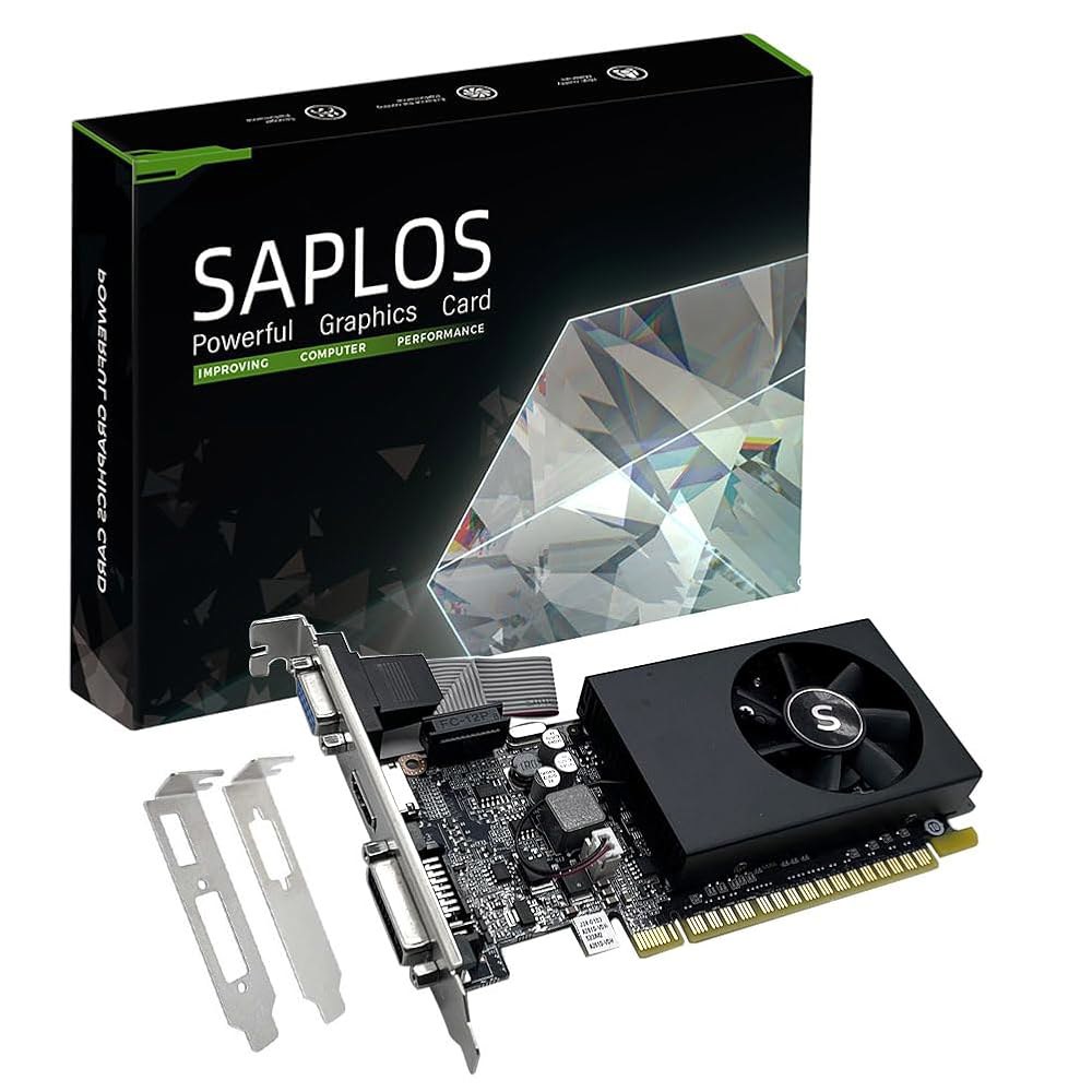 SAPLOS Geforce GT 705 비디오 카드 2GB GDDR5 128비트, PC용 그래픽 카드, HDMI DVI VGA, 로우 프로파일, GPU, PCI Express x1 - 상품 이미지
