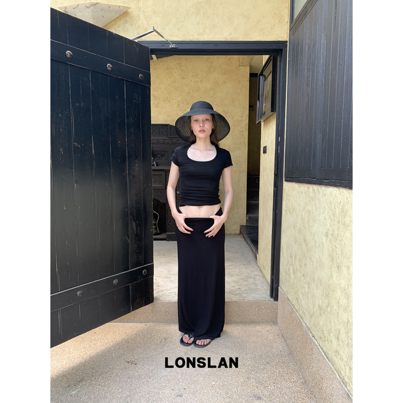 LONSLAN 론슬란 롱스커트 h라인 여성 여름스커트 치마 - 상세 이미지 4