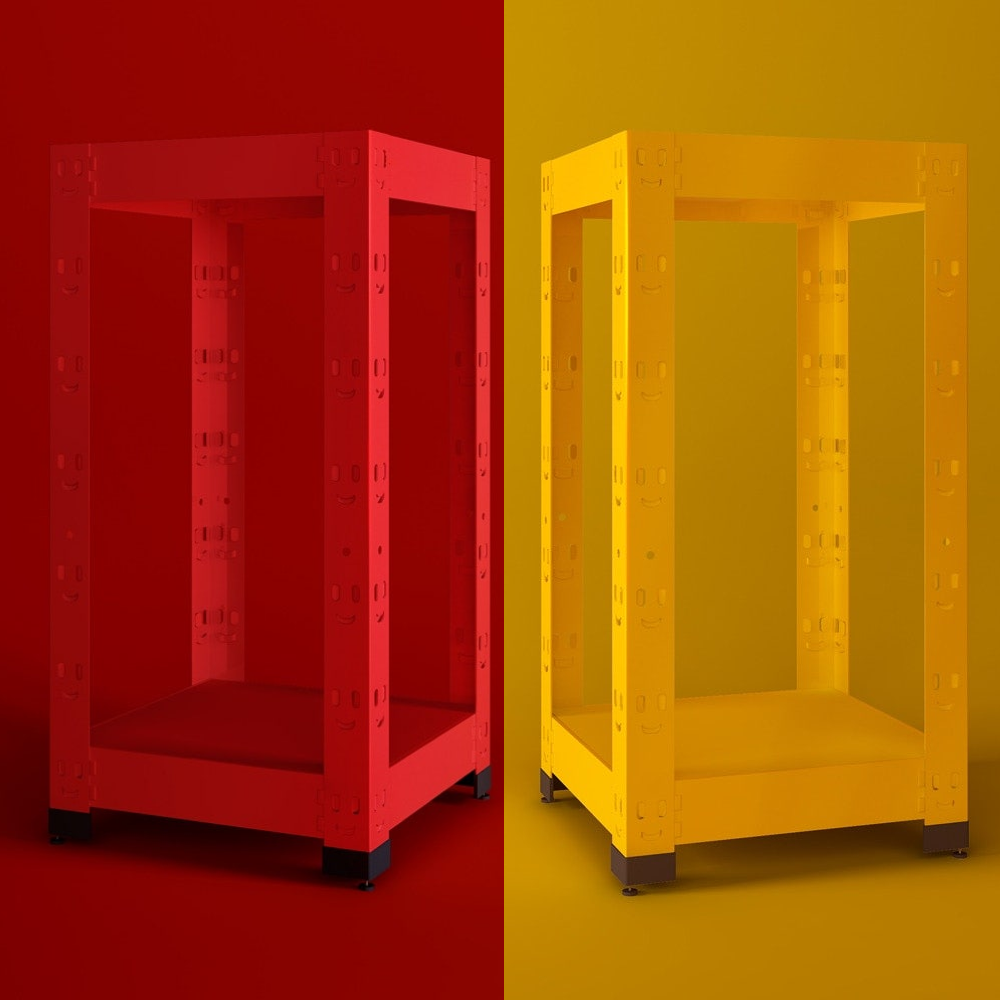 스마일랙 철제선반 조립식 앵글 베란다 세탁기 무볼트 경량랙 창고 레드 50x30x90 2단 - 상품 이미지