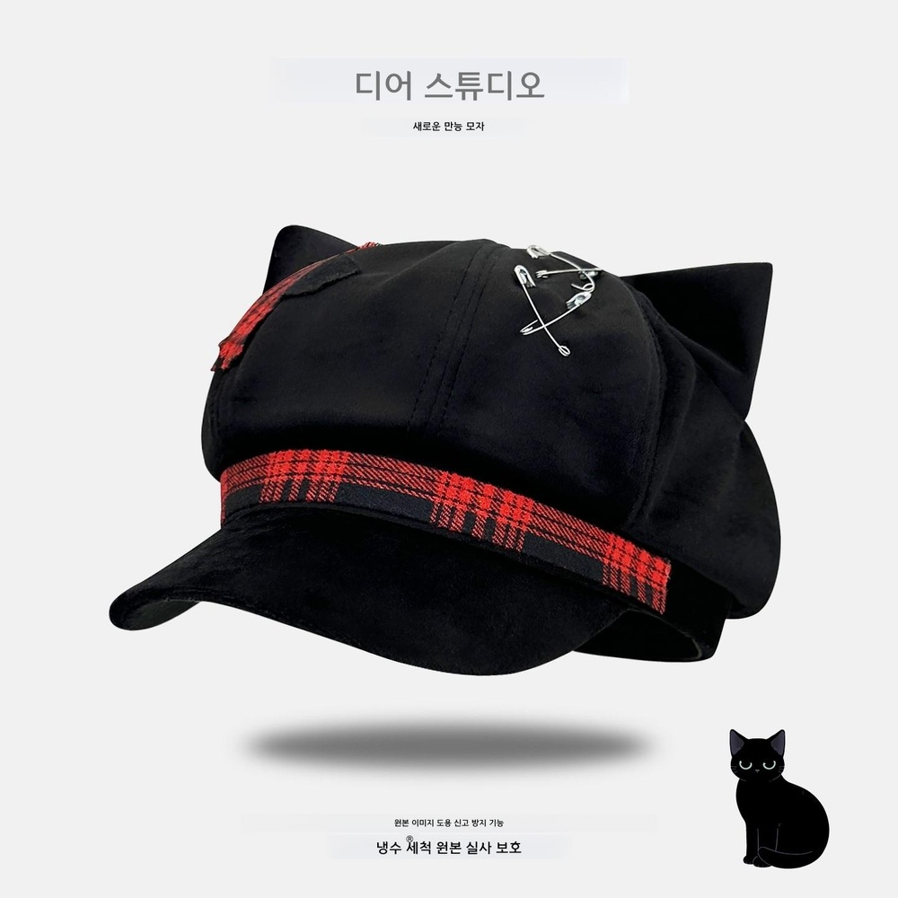 여성 베레모 팔각모자 가을 패션 빨간색 M 56-58cm - 상세 이미지 3