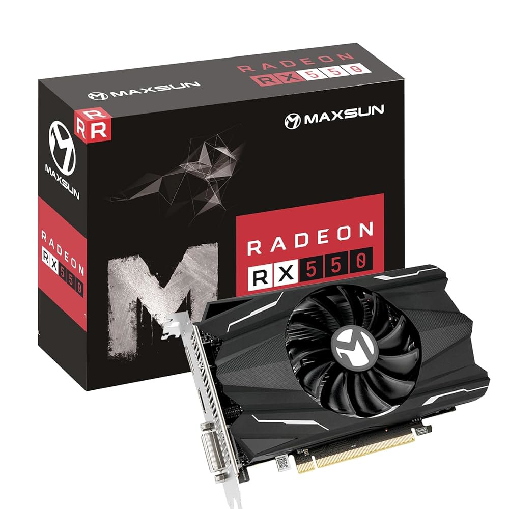 Maxsun AMD Radeon RX 550 4GB GDDR5 ITX 컴퓨터 PC 게임 비디오 그래픽 카드 GPU 128비트 DirectX 12 PCI Express X16 3.0 - 상품 이미지