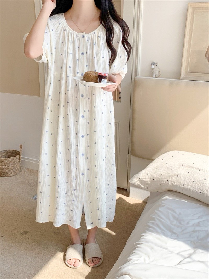 하트 요루면 커플 반팔잠옷 반바지 빅사이즈 임산부 수유 파자마 홈웨어 여름 이미지 6