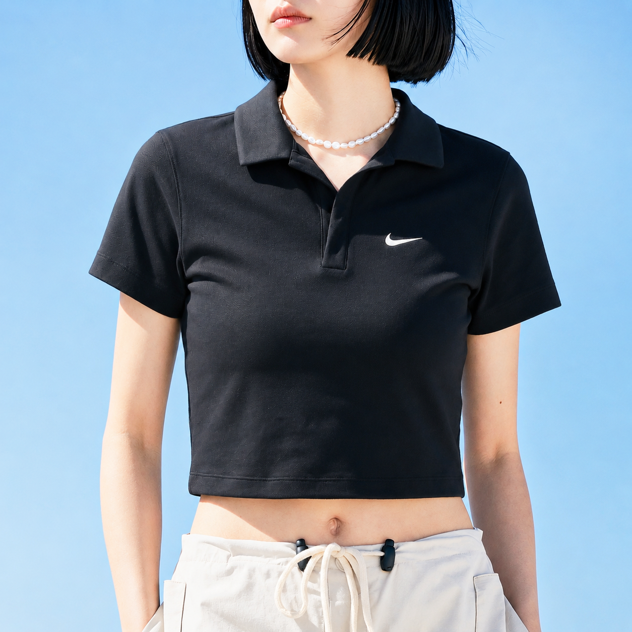 나이키 여성 크롭 반팔 카라 티셔츠 여름 골프 폴로티 DV7885블랙, M - 상품 이미지
