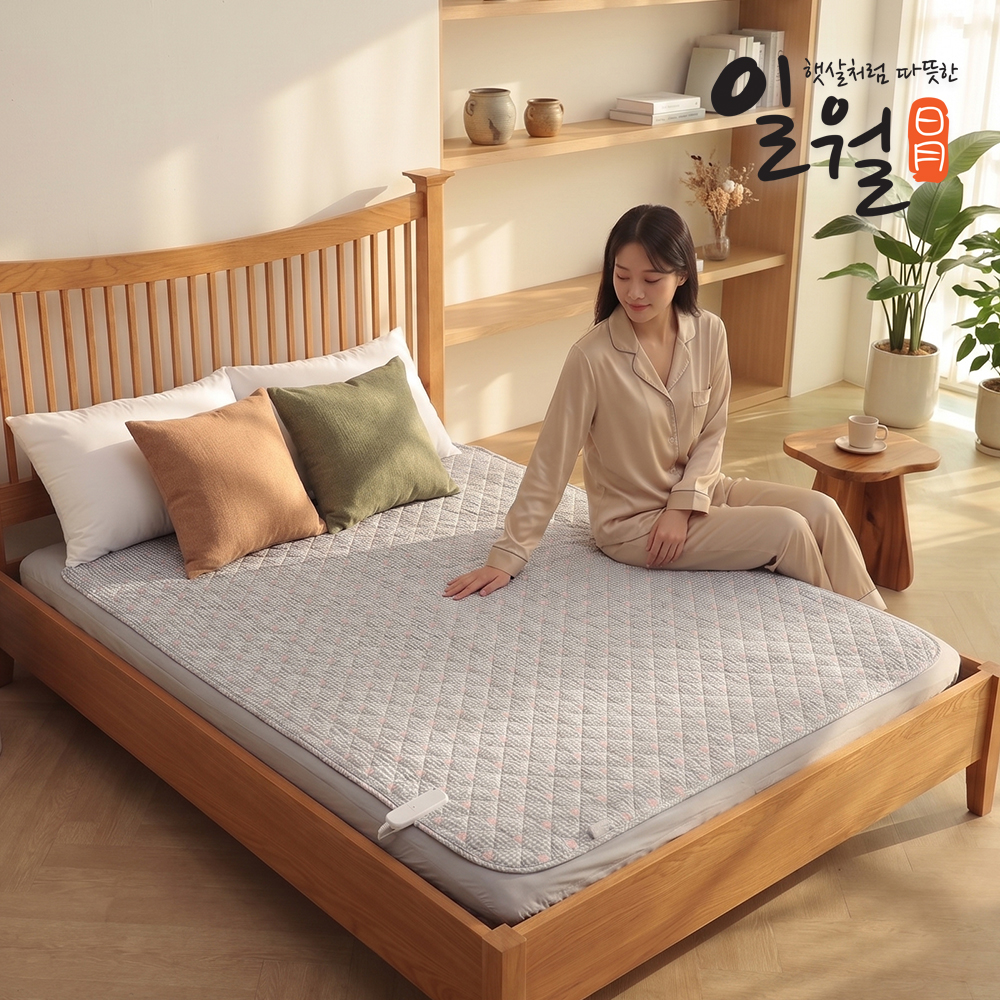 일월 전기매트 핑크스페이드 초절전형 탄소 카본매트 전기장판 워셔블 싱글 - 상품 이미지