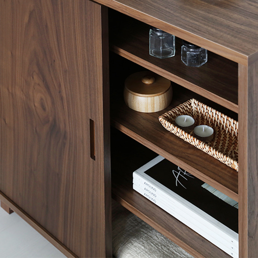 숄리드 슬라이딩 2문 수납장 솔리드형 CHM8380AM 800x400x830mm, 1단, 미들브라운2712.4066 - 상세 이미지 4