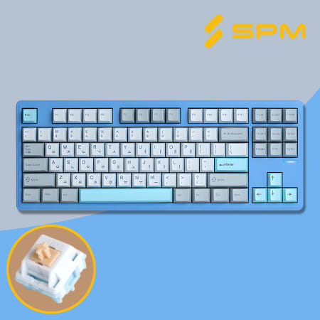 SPM SPM키보드 몽돌키보드 PL87W 코랄로블루, 저소음 목새 리니어축, 45g