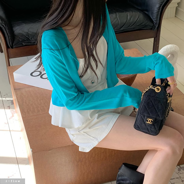 컨티 라운드 시스루 크롭 가디건 4col 여름 봄 린넨 썸머 얇은 선스크린 제이플로우 - 상세 이미지 5