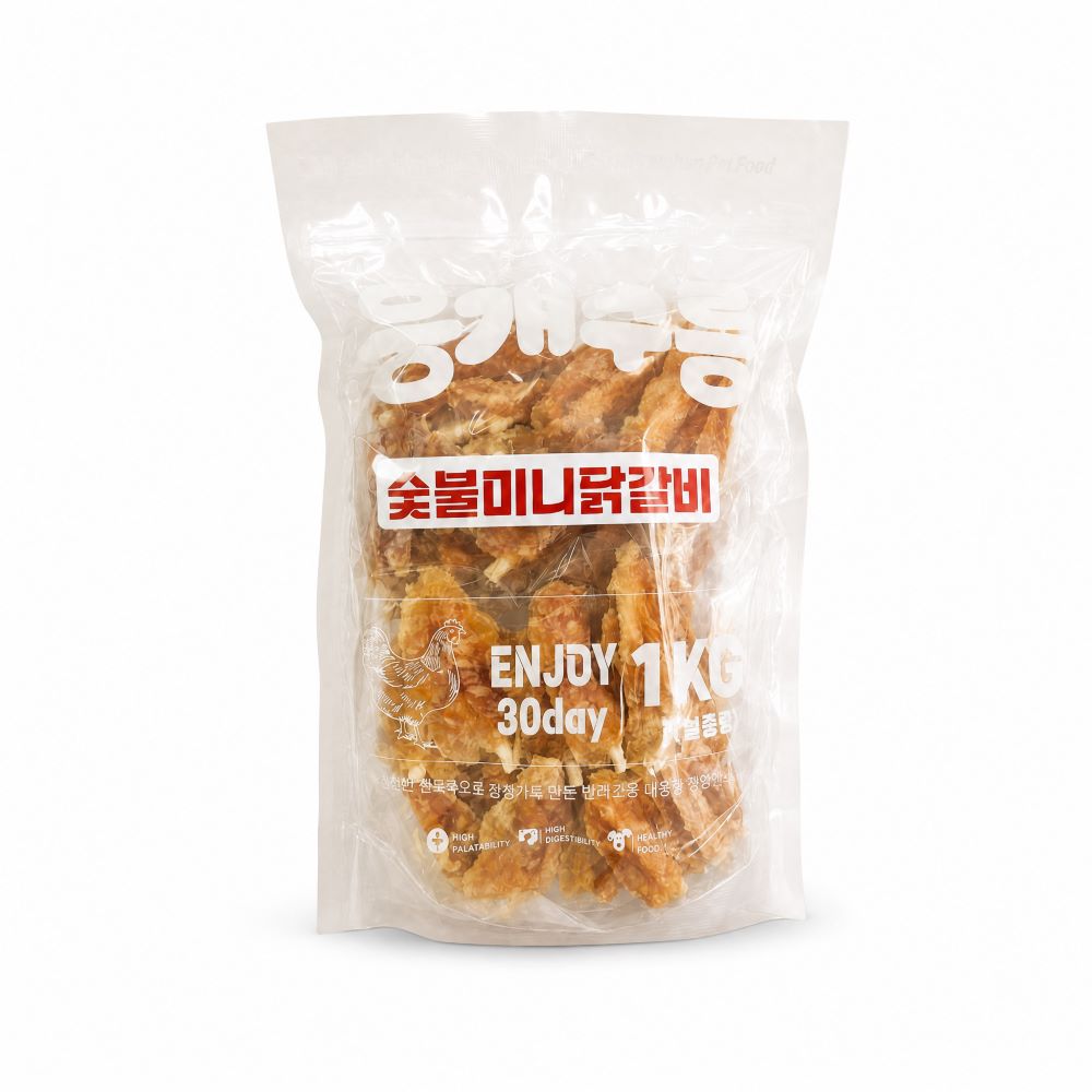 뭉개구름 대용량 강아지 간식 실중량 숯불미니닭갈비, 1kg, 1개 - 상품 이미지