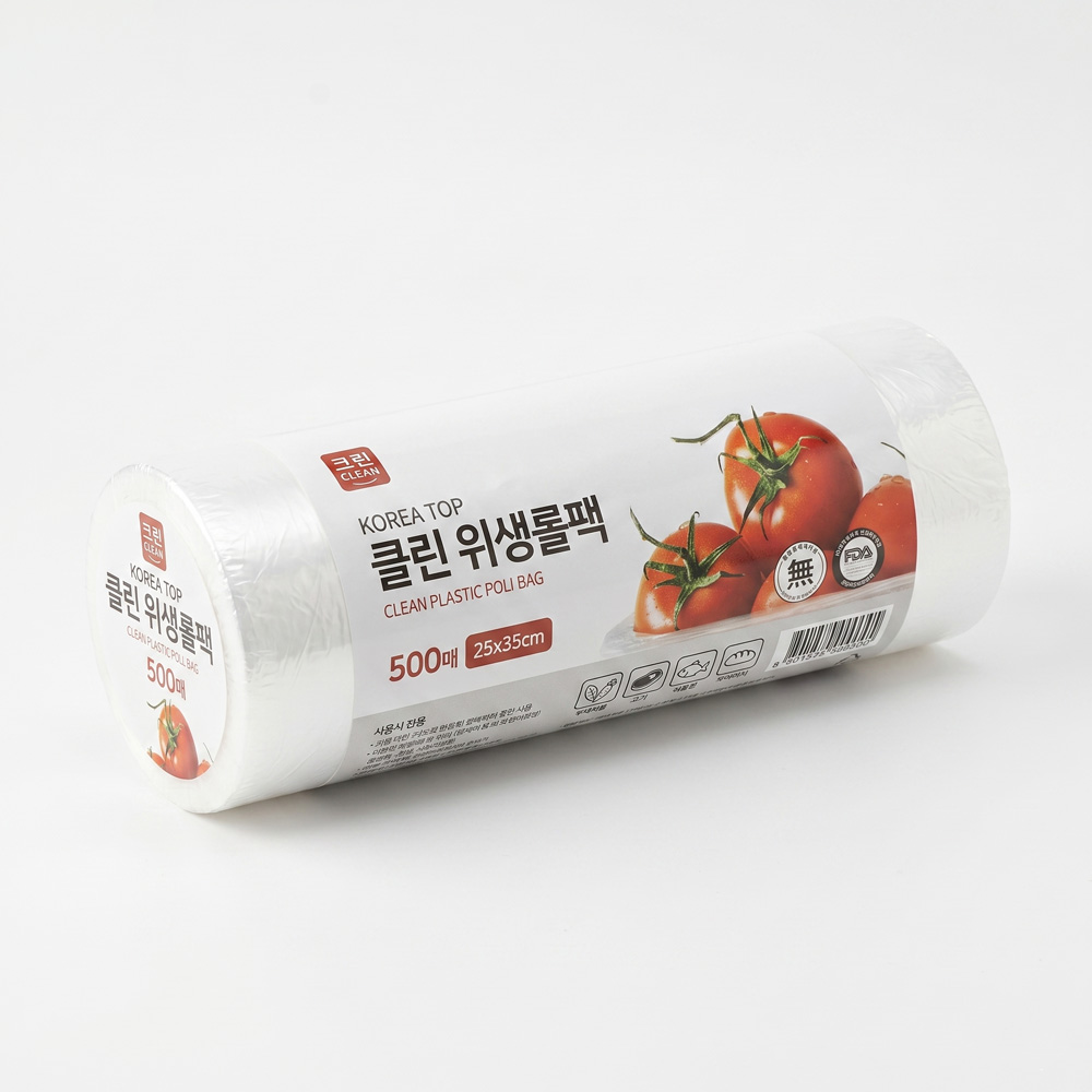 클린 위생 롤백 일회용 비닐 봉투 롤팩 25x35cm, 500매, 1개 - 상세 이미지 2