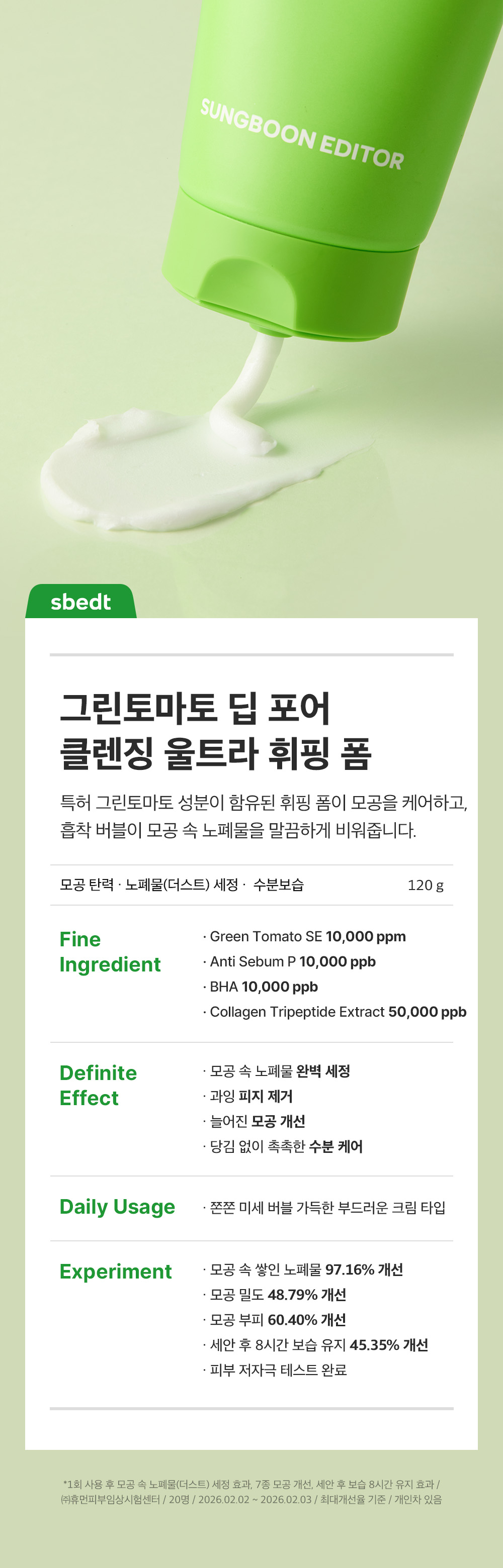 sungboon editor green tomato cleansing foam
