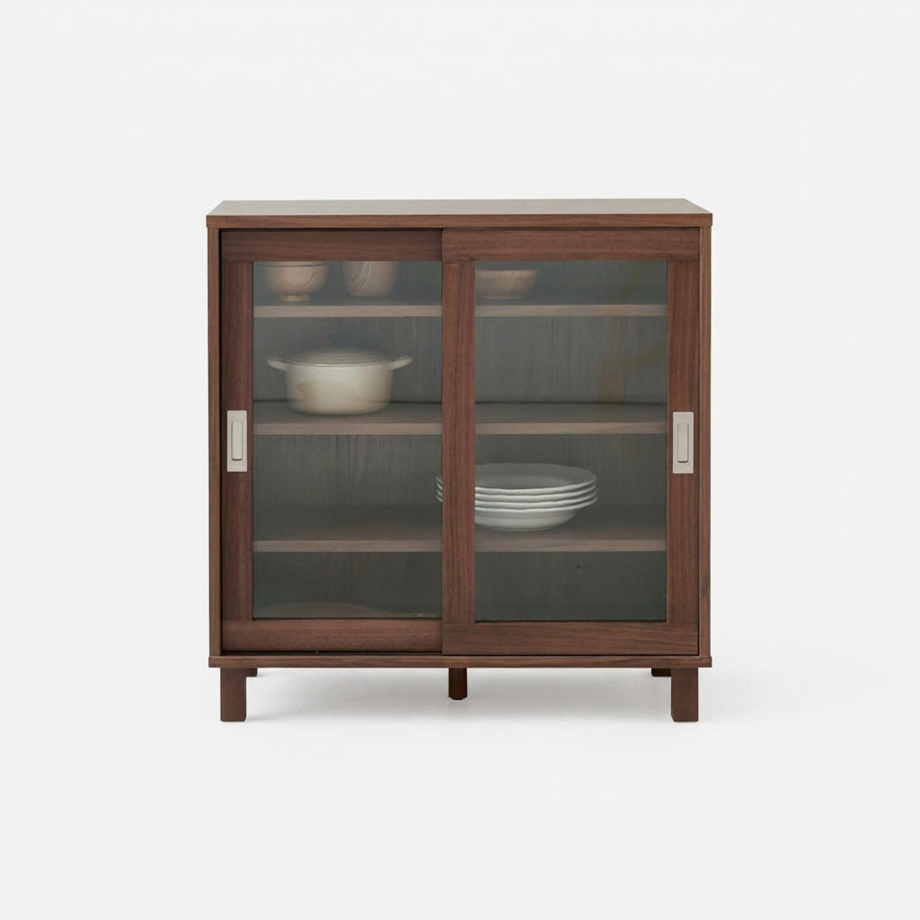숄리드 슬라이딩 2문 수납장 CHM8380A 800x400x830mm, 1단, 미들브라운0827.6635 - 상세 이미지 4