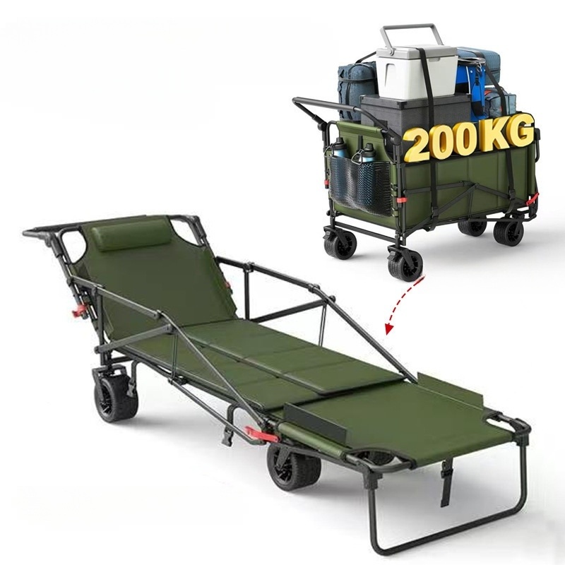 캠핑 웨건 접이식 카트 와이드휠 야전침대 겸용 블랙 - 상품 이미지