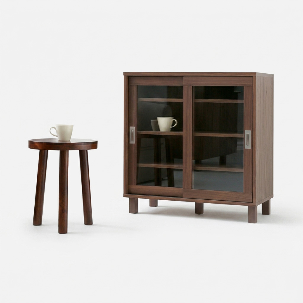 숄리드 슬라이딩 2문 수납장 CHM8380A 800x400x830mm, 1단, 미들브라운0827.6635 이미지 7