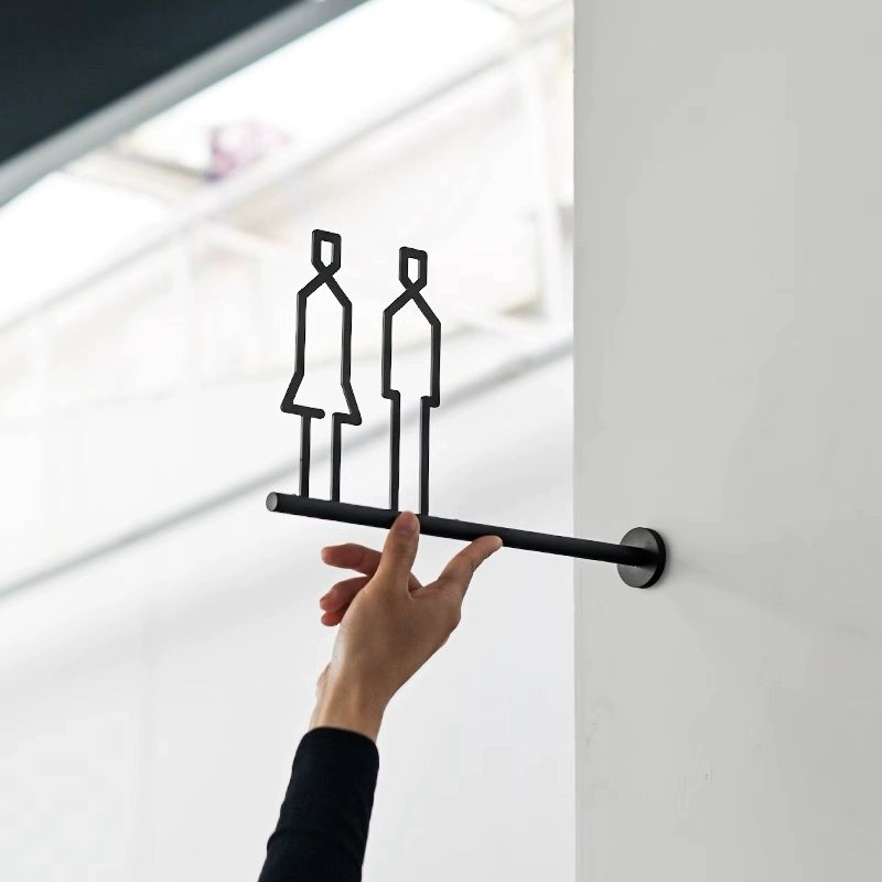 화장실 표지판 남여 남자 여자 입체 표시 안내판 남성용 로고 (블랙 도장) 31x18cm - 상세 이미지 3