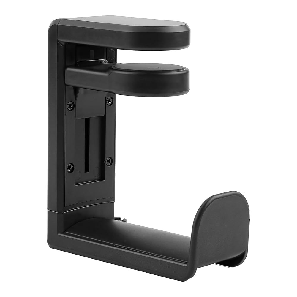 EBQOSK 회전 헤드폰 스탠드, 노드릴 360 PC 게임 헤드셋 및 컨트롤러 홀더, 360도 케이블 클립 정리함이 있는 책상 걸이 아래에 있습니다 - 상세 이미지 2