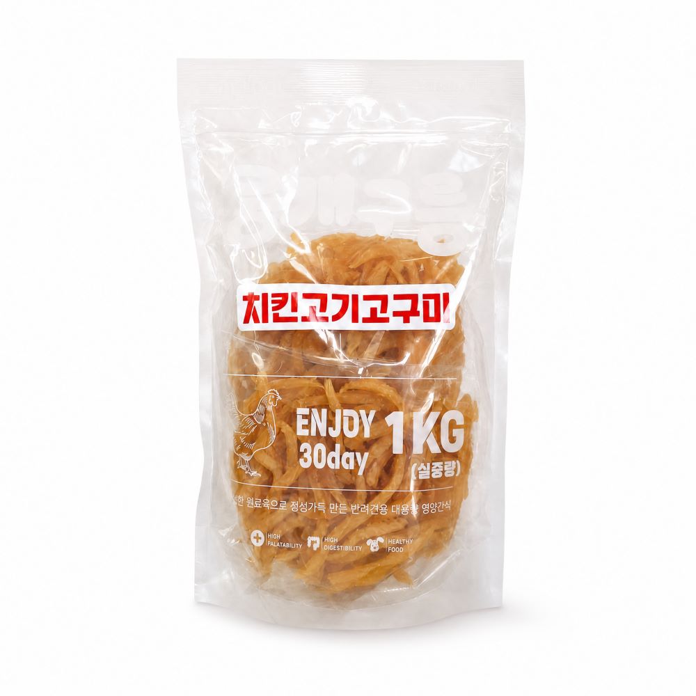 뭉개구름 대용량 강아지 간식 실중량 치킨고기고구마, 1kg, 1개 - 상품 이미지