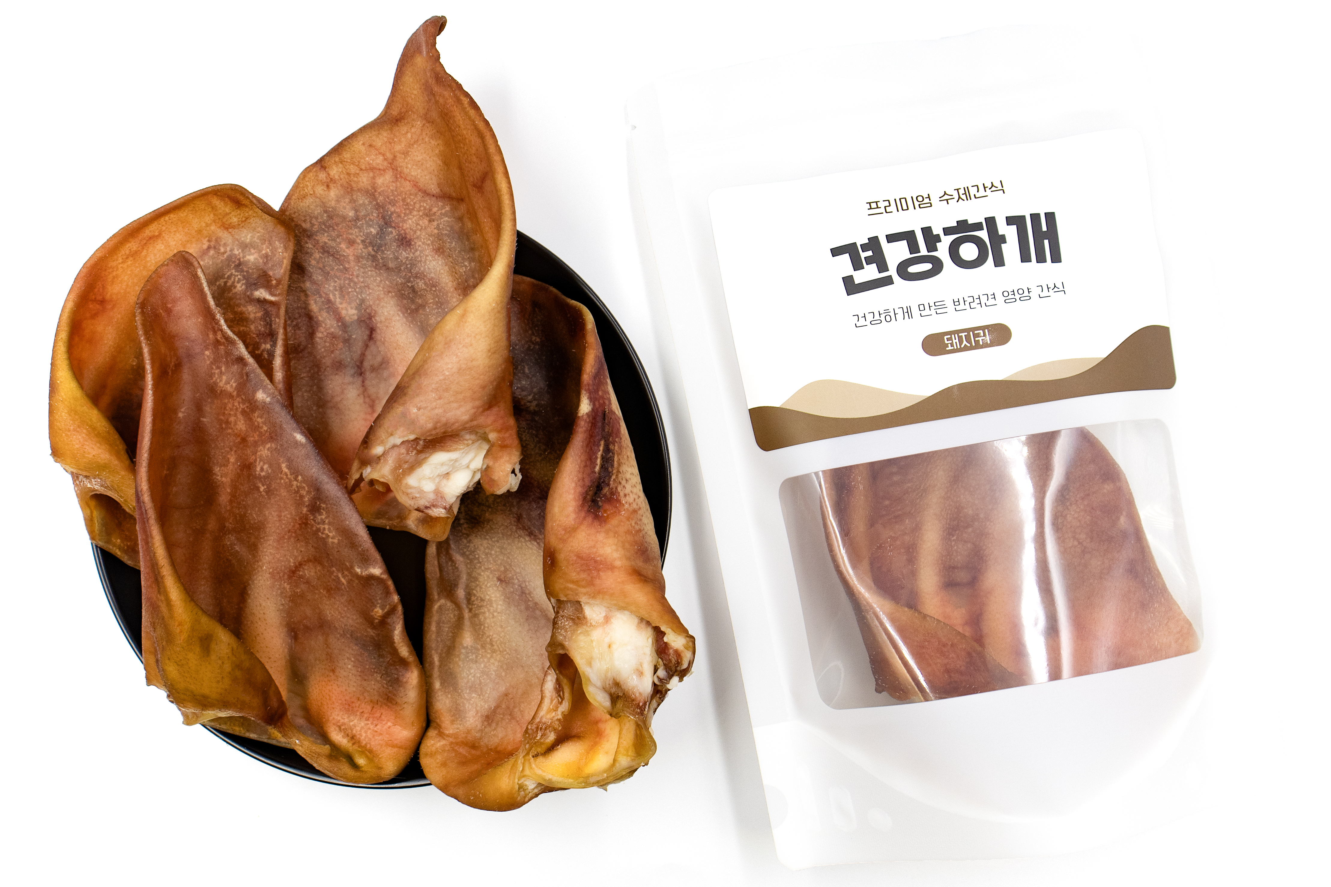 강아지 수제간식 국내산 돼지통귀 4p - 상품 이미지